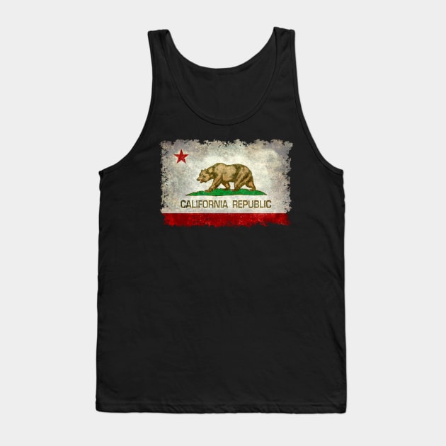 California Republic State Flag in Grungy Textures Tank Top by Sterling